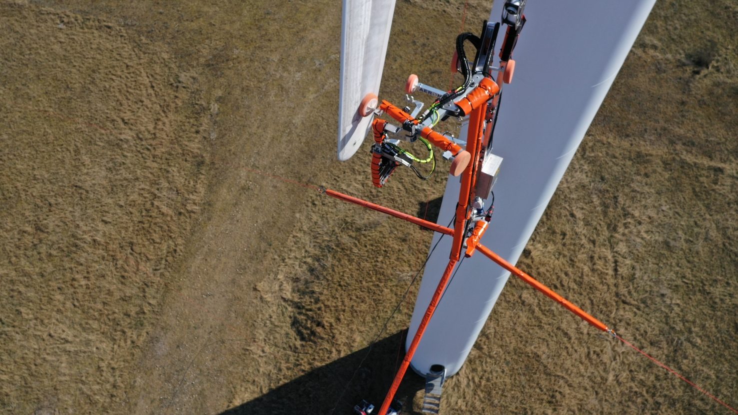 Aerial view of wind turbines — drone inspection for LPS pre-screening