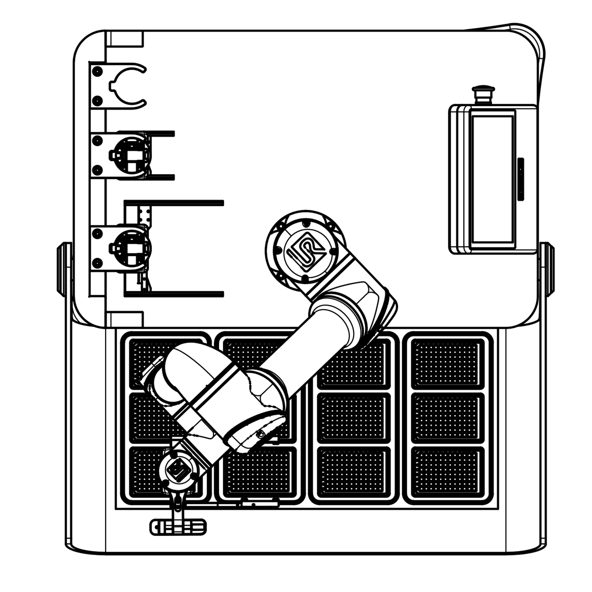 NOVAMove Flex top view showing integrated robotic arm and sample trays